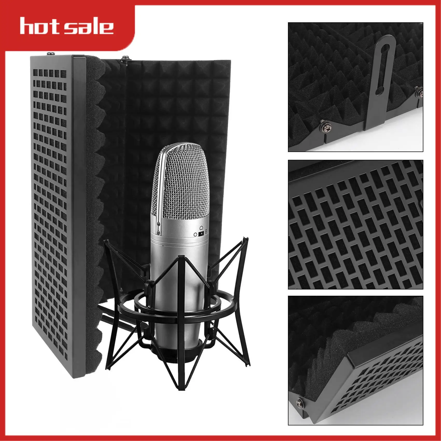 

AC22-Microphone Isolation Shield, Professional Studio Recording Equipment For Sound Booth, Suitable For Blue Yeti Other Mic