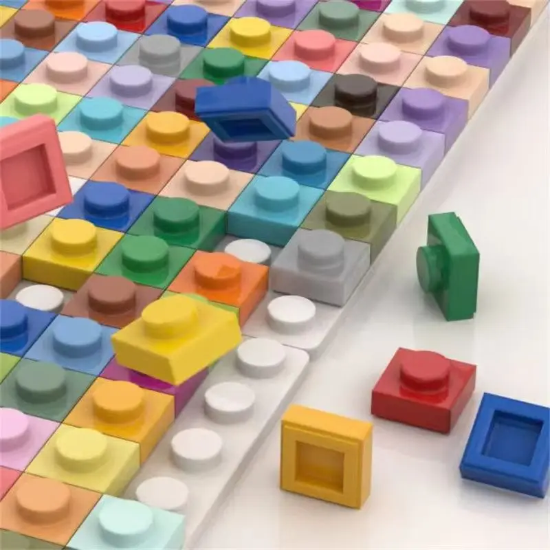 120 ピース/ロット DIY ブロックビルディングレンガ薄型 1 × 1 教育組み立て建設おもちゃ子供のためのサイズと互換性 3024