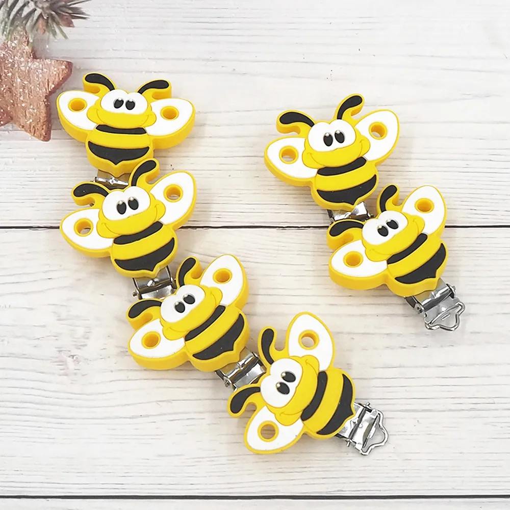 

Chenkai 20PCS Silicone Bee Clips DIY Baby Pacifier Dummy Animal Teether Soother Nursing Jewelry Toy Accessory Holder Teething