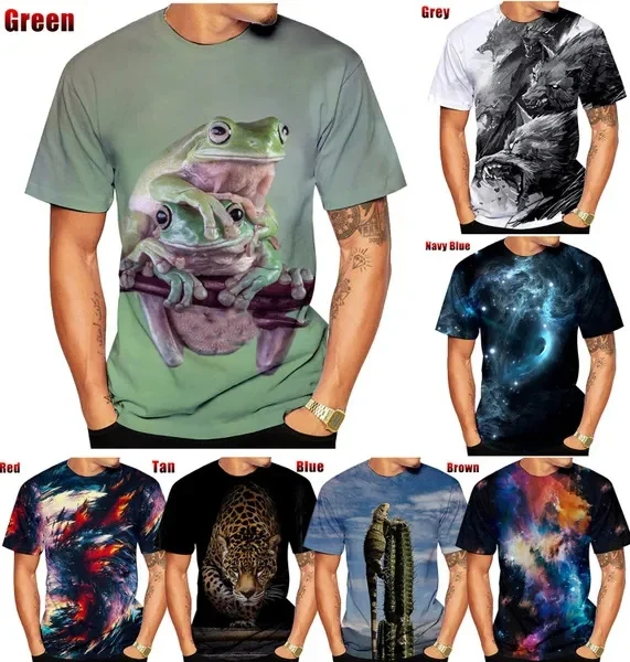 

New Fashion Reptile Prints Graphic T-Shirts Men Women Casual Tops Summer Loose Short Sleeves Trendy Street Kid Tees Tops