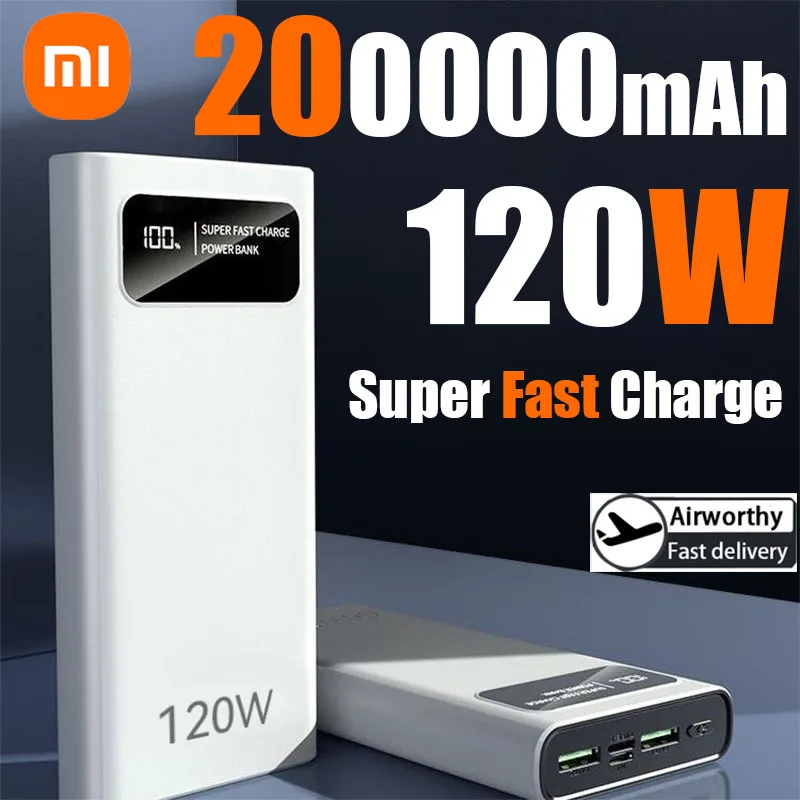 Xiaomi 200000 mAh 120 Вт Power Bank Супер быстрая зарядка аккумулятора Высокая емкость с цифровым дисплеем Power Bank для Iphone Samsung Huawei Xiaomi 200000 mAh 120 Вт Power Bank Супер быстрая зарядка аккумулятора Высокая емкость с цифровым дисплеем Power Bank для Iphone Samsung Huawei