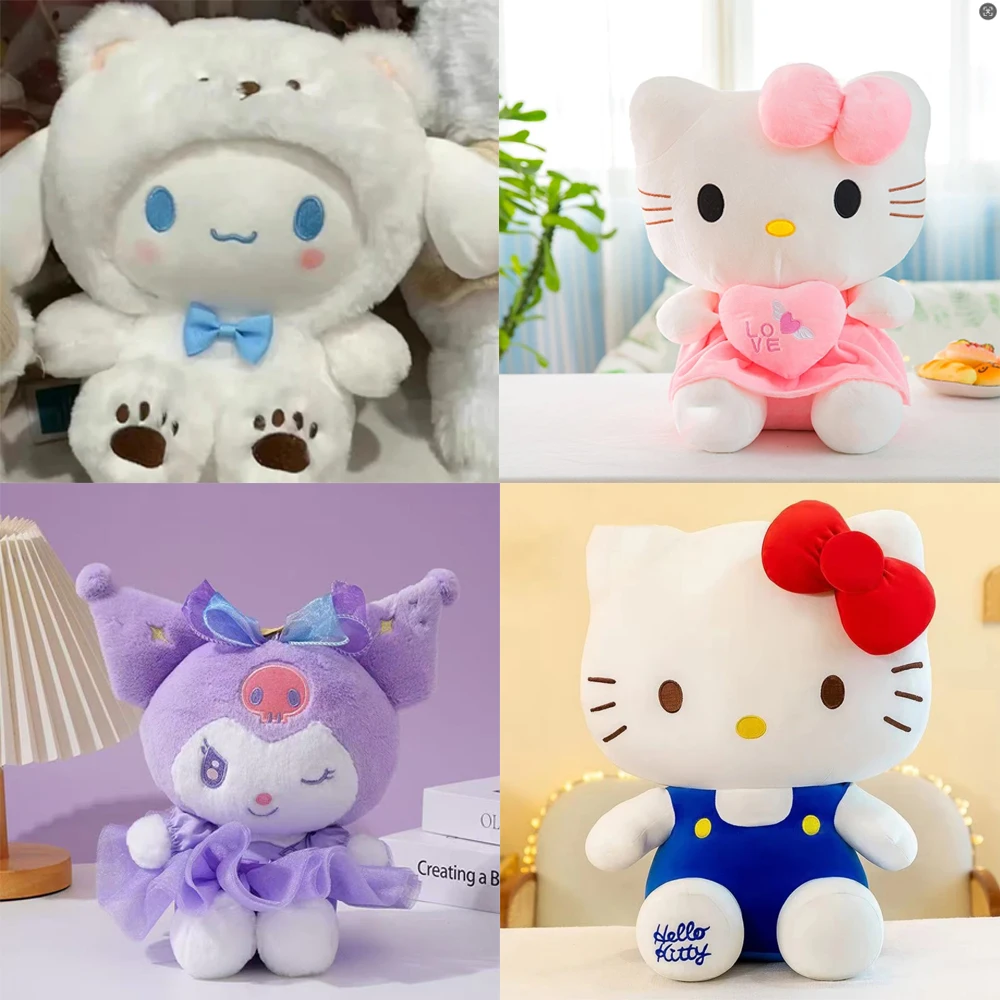 

@Sanrio Hello Kitty Kuromi Pillow KT Plush Toy Girl Soft Plush Animal Toy My Melody Cinnamon Doll Gift Room Decoration Doll Gift