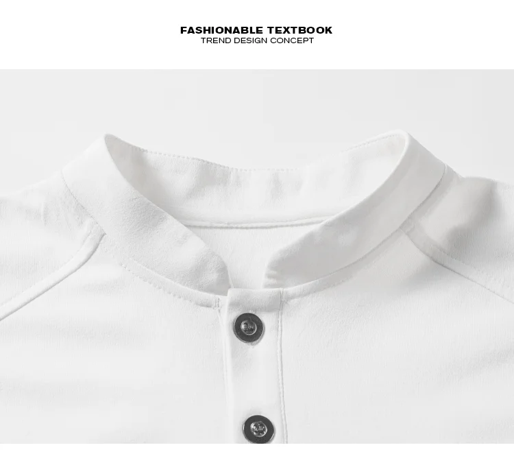 Herren-Freizeit-Langarm-Henley-Shirt mit Stehkragen, Raglanärmeln, lockerer Passform, leicht, weich, Basic-Oberteil – Detail 7