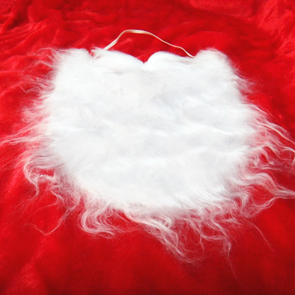 Barbe de Père Noël Bouclée et Blanche, Accessoires de Performance de Noël, 1 Pièce