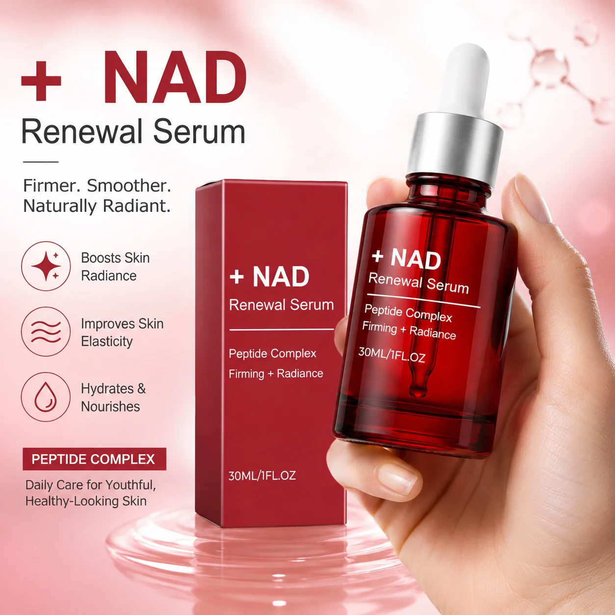 NAD+ Straffendes Serum Kollagen Kupferpeptide Gesichtsserum Anti-Aging Erhöht die Elastizität Strafft die Poren Für ein jugendlich aussehendes Hautbild