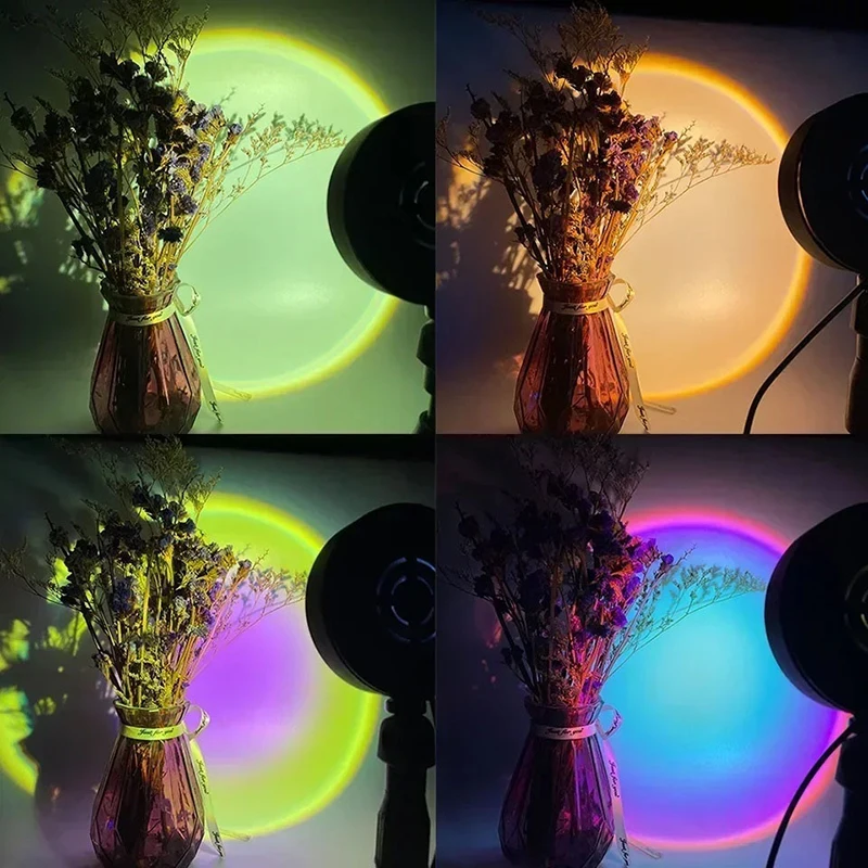 

1pc LED Sunset Lamp Sunset Atmosphere Nightlight Living Room Bedroom Desktop Decorative Lights Dynamic Color Changing LED Light