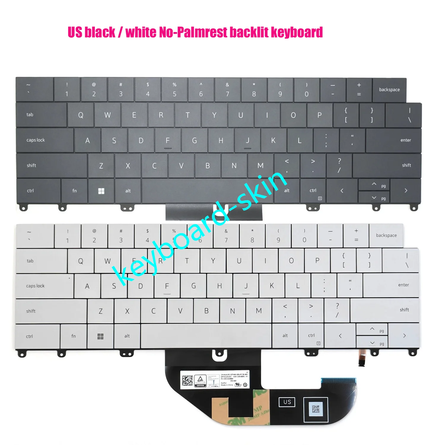 New US white /black backlit Keyboard For Dell XPS 13 9345 P189G,XPS 13 9320 9340 9350 P151G (2024-2025 Year) laptop