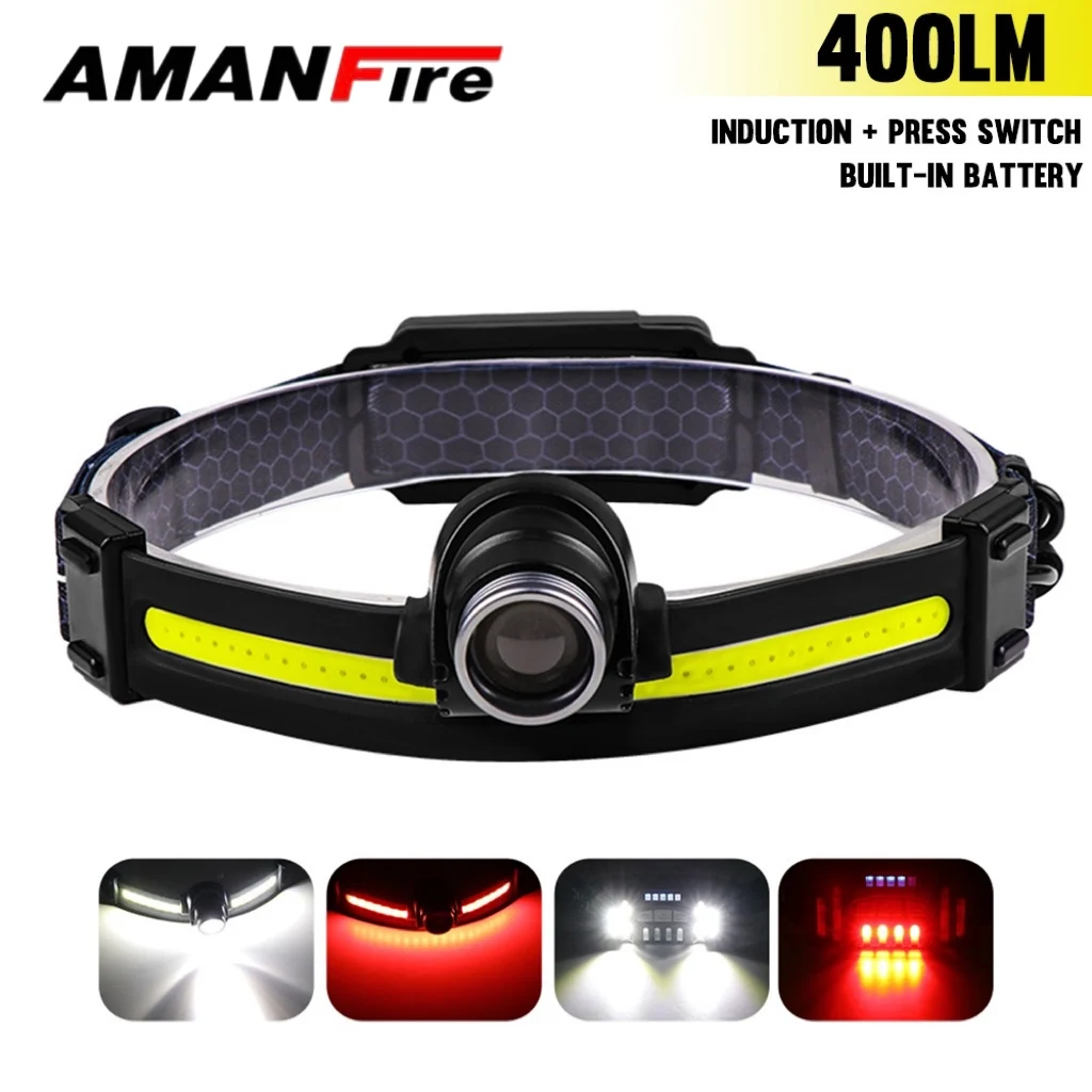 

Amanfire 668 Induction LED Headlight 400LM Telescopic XPG+COB Head Flashliaght Rechargeable Waterproof Outdoor Fishing Headlamp