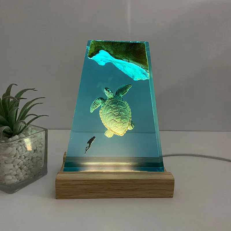 Pequeña decoración de resina hecha a mano, tortuga, océano, nicho, decoración del hogar de alta gama, producto terminado, luz nocturna, regalo para amigos y familiares