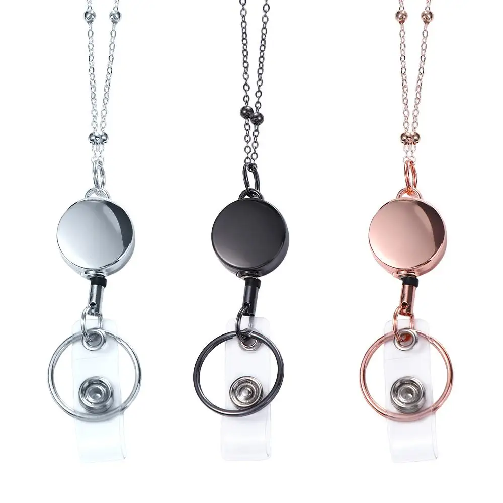 Porte-clés pour carte nominative, Clips pour porte-clés, bobine de Badge rétractable, porte-Badge, collier, lanière perlée avec porte-cartes d'identité, DIY