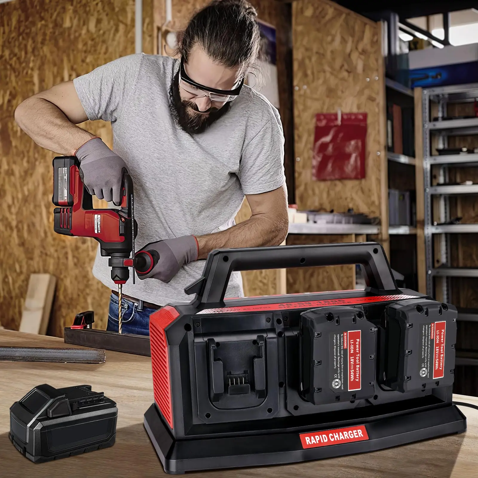 ミルウォーキー M18 バッテリー充電器ステーションの交換用 6 ポート同時急速充電器 ミルウォーキー 14.4V-18V XC バッテリー用ミルウォーキーツール 48-11-1850 48-11-1840 48-11-1828 48-11-1822 48-11-1820 48-11-1815 48-11-1811