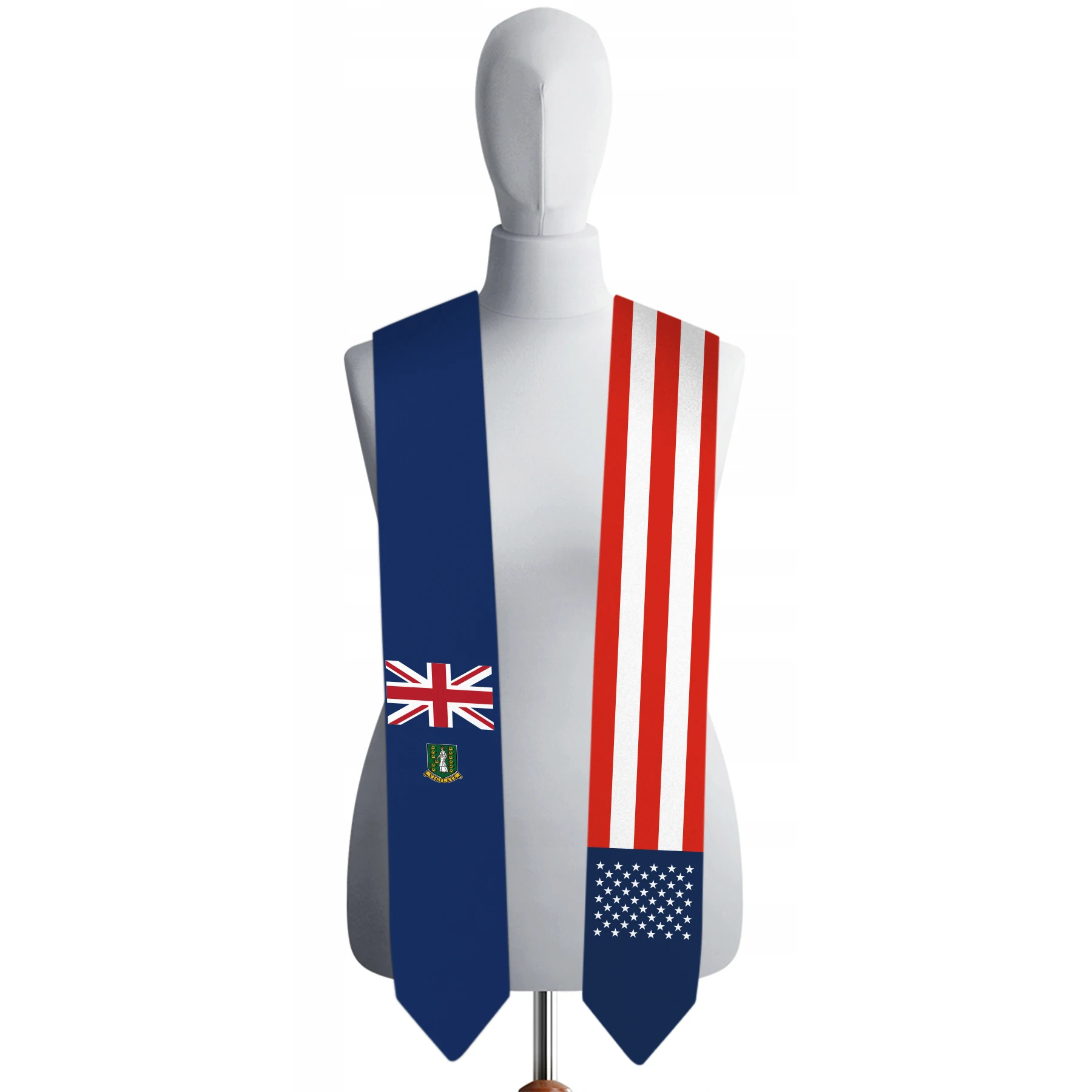 13x180cm USA And British Virgin Islands Flag Graduation Sash Bachelor Gown Accessory Graduation Sash Scarf