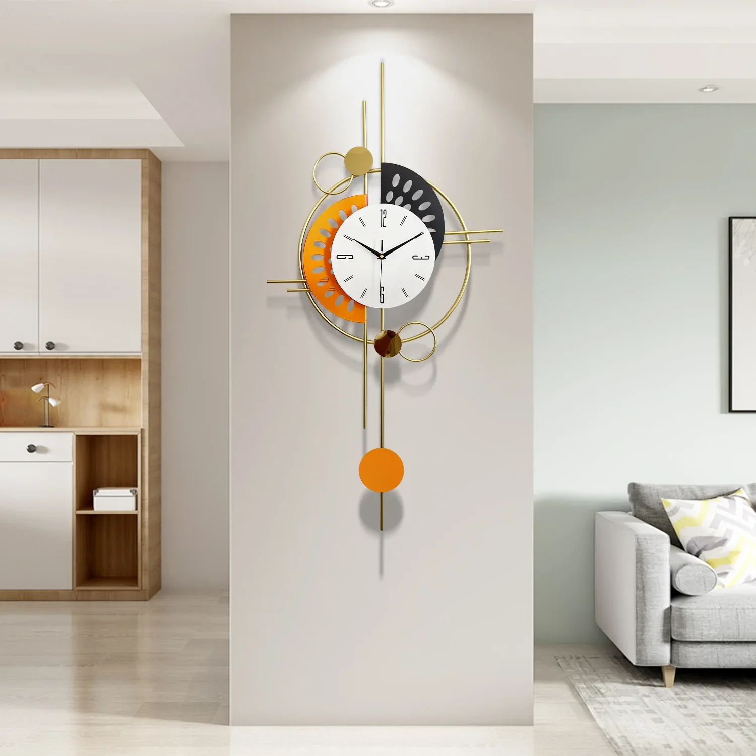 Nordic Fashion Restaurant Creative Home Decor Watches Light Luxury Personality Wall Clock Modern Design Living Room Decoration G