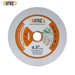 BGTEC 1pc Diamond Cutting Glass Disc Saw Blade Dia75/100/115/125mm Angle Grinder Tile Plate 3/4/4.5/5inch Dry Grinding Crystal