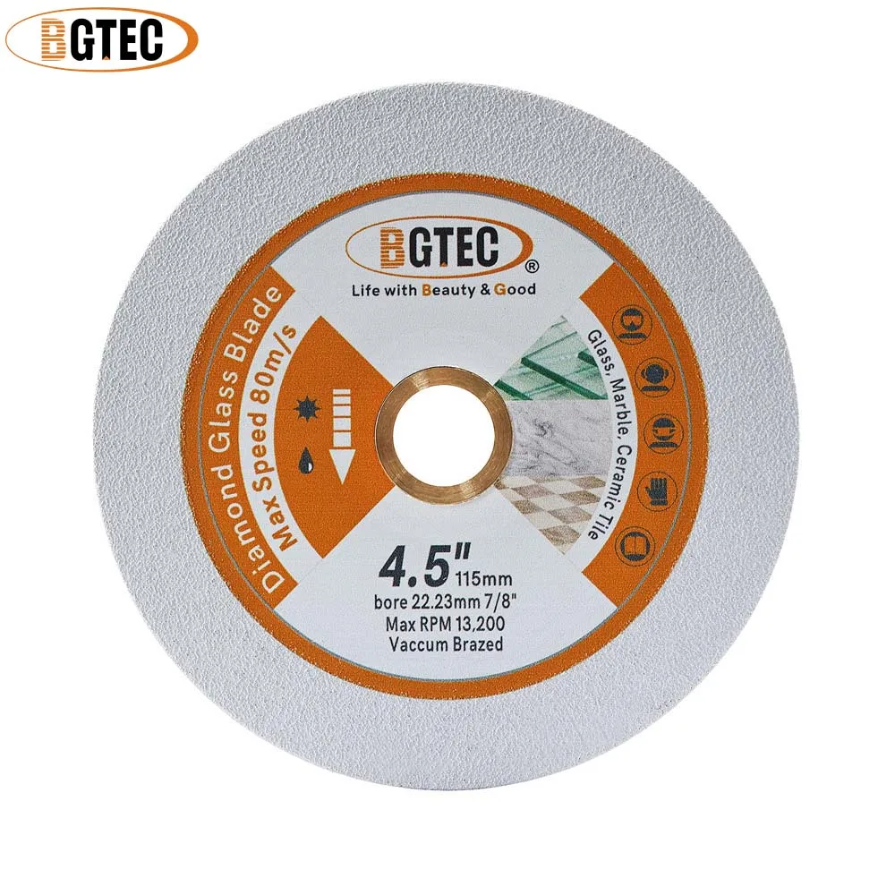 BGTEC 1pc Diamond Cutting Glass Disc Saw Blade Dia75/100/115/125mm Angle Grinder Tile Plate 3/4/4.5/5inch Dry Grinding Crystal