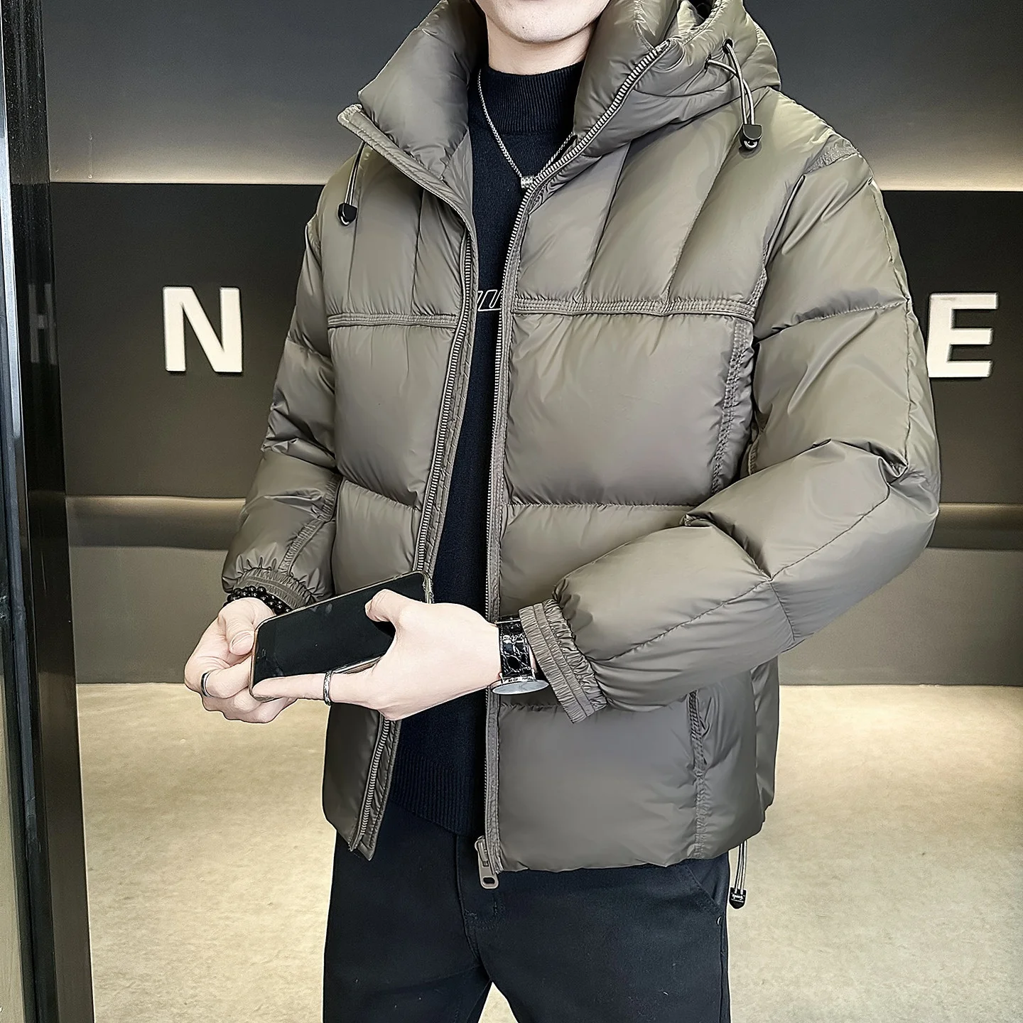 

Мужская пуховая куртка Cloud Puff: повседневная, теплая, из полиэфирного волокна, с капюшоном, на молнии, утолщенная, зимняя верхняя одежда