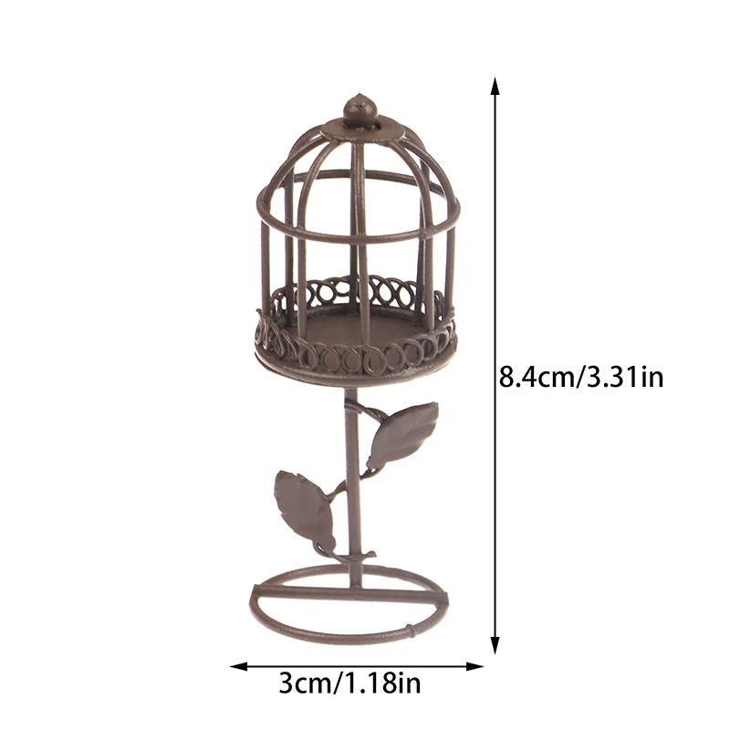 Simulation de maison de poupée, Mini Cage à oiseaux en métal, modèle de maison de poupée, décoration de jardin féerique, Micro paysage, Cage à oiseaux, ornements artisanaux, 1/12