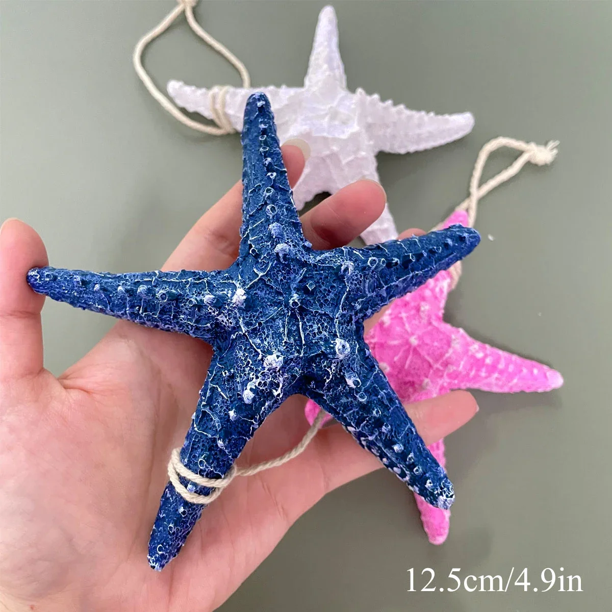 1 PCS Artificial Resin Starfish Large Light Blue 4.9in Hanging Star Fish DIY Craft Beach Lake House Home Wedding Decor