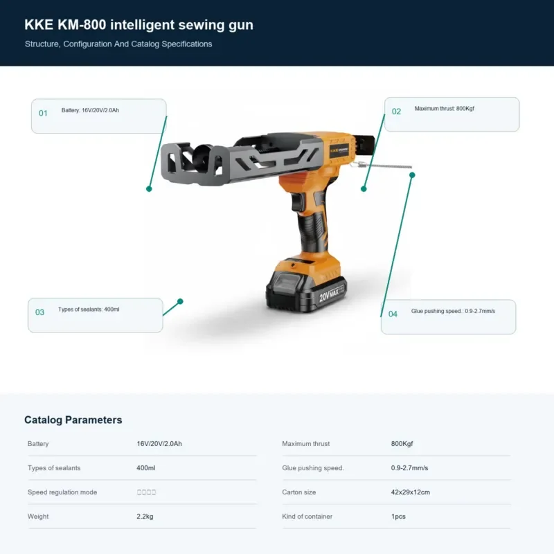 OEM Wireless Electric Caulking Gun KM-800 Heavy Duty Sealant Applying Tool Wholesale Factory Supply