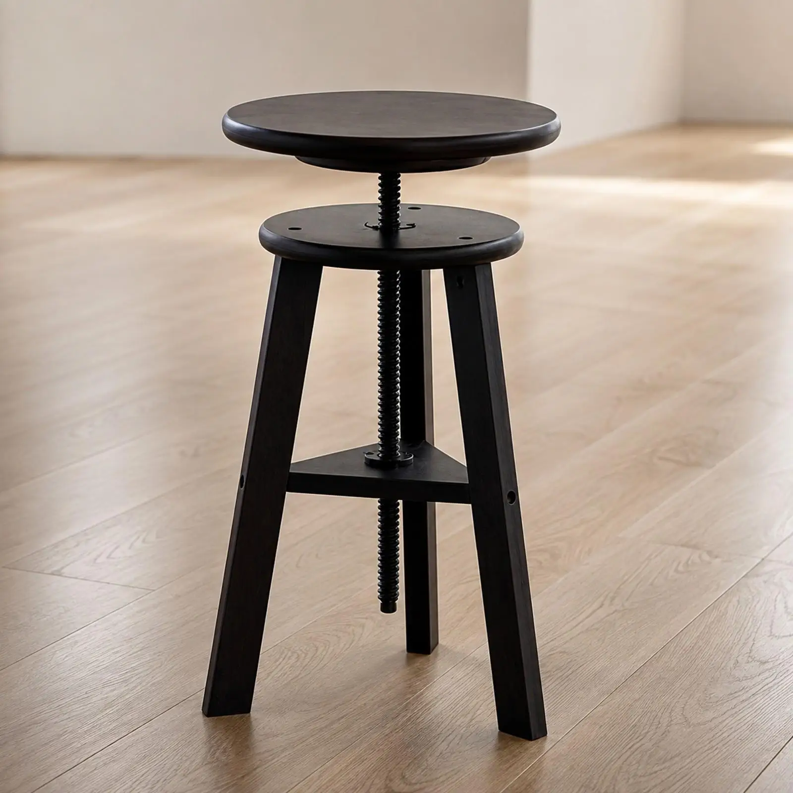 Swivel for seat Stool with Triangular Base Stable Three Leg Wooden Stool with Threaded Adjustment Sturdy for Artists, Art Studio