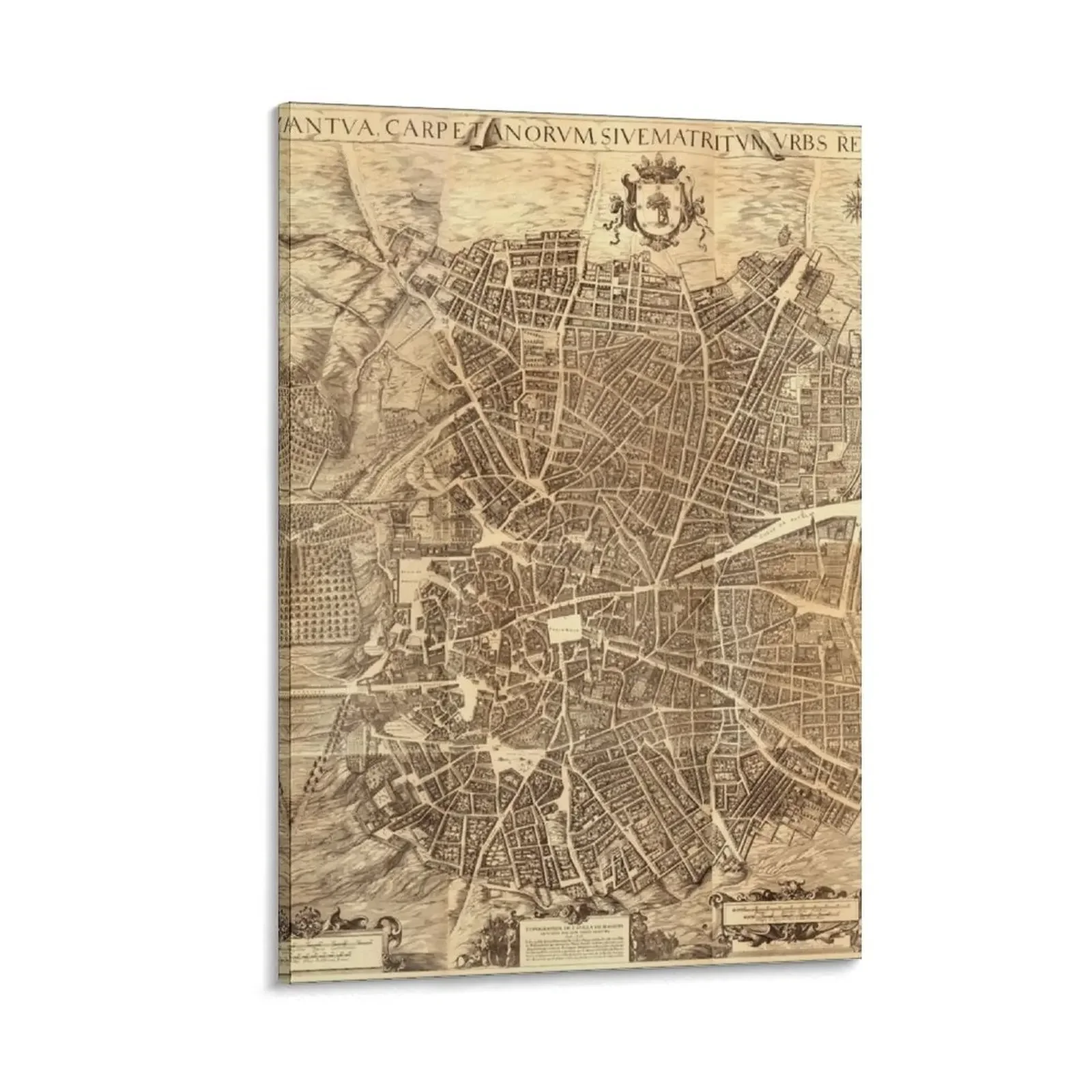 Mapa de la ciudad de Madrid, 1656 de Don Pedro Teixeira, pintura en lienzo, decoración del hogar, decoración de la habitación japonesa, marco de decoración de pared