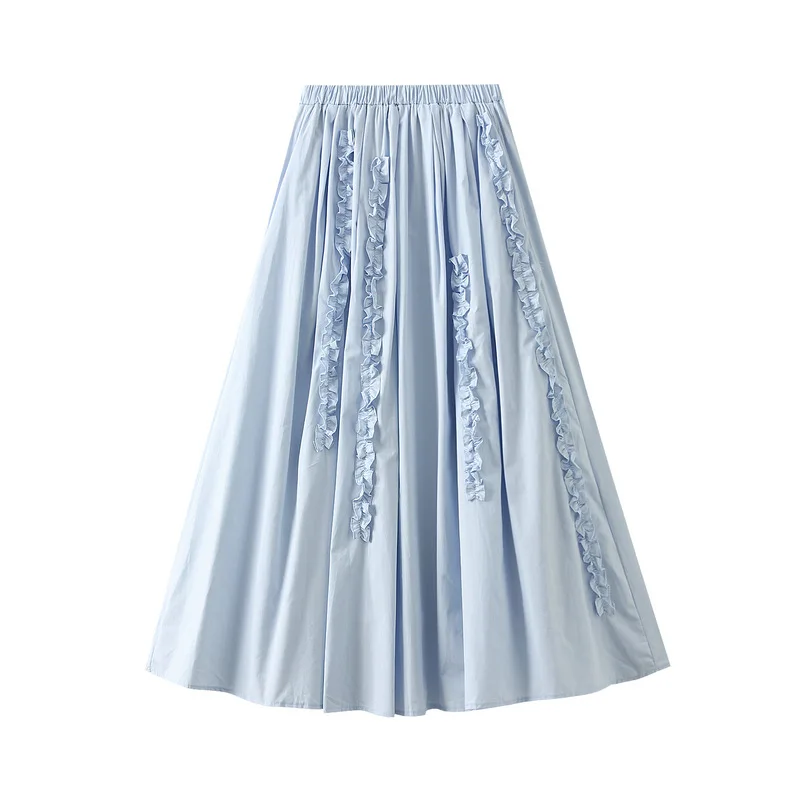 

Korean Gentle Wind Fungus Edge Three-dimensional Lace Skirt Women's Spring and Summer Unique Design Thin A-shaped Skirt