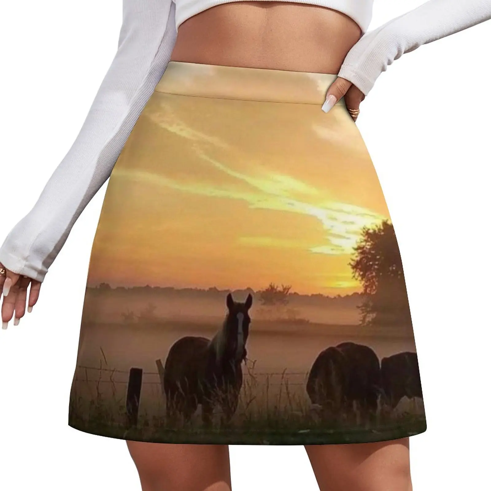 

Country Horses Mini Skirt women clothes mini skirt for women skirt for woman