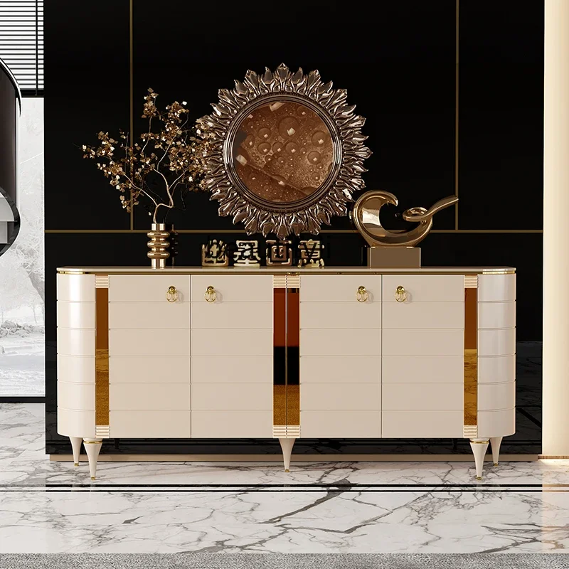 

zxqLight luxury modern style entrance cabinet living room partition entry door shoe slate marble high-end sideboard cabinet