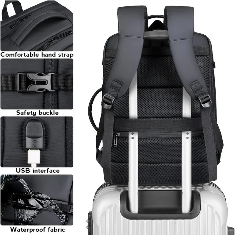 New 45 Large-Capacity Business Travel Shoulder Bag Expandable Multifunctional USB Charging Men\'s Waterproof Backpacks