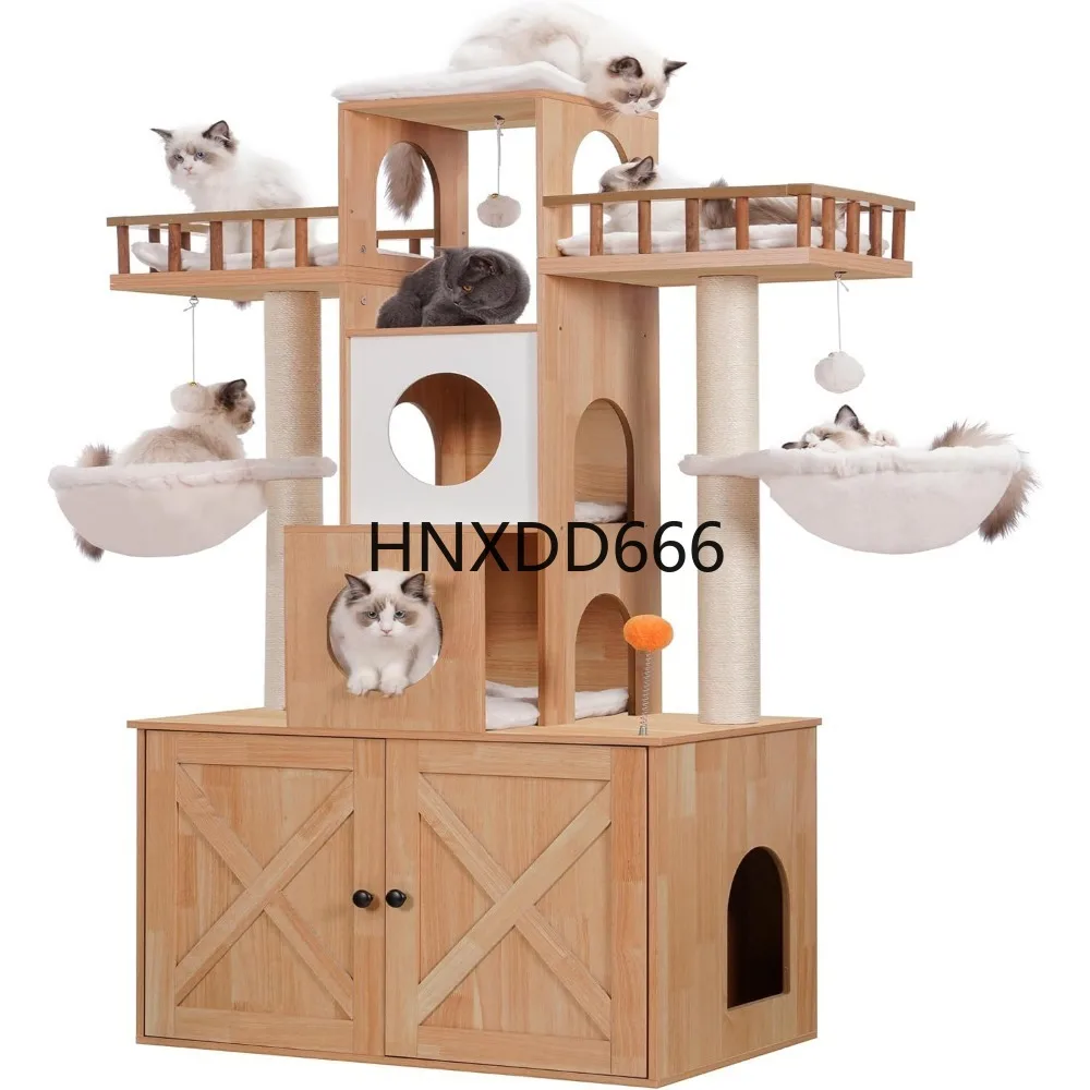 

Cat Tree with Litter Box Enclosure for Indoor Big Cat,