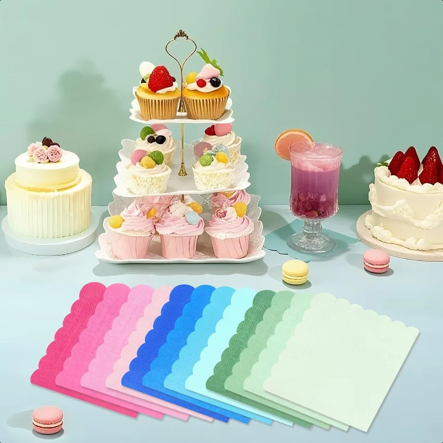 Tovaglioli per cocktail party marrone sfumato da 120 pezzi Tovagliolo di carta Dert per bevande smerlate marroni sfumate per matrimoni di compleanno