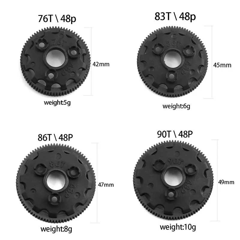 

5pcs 76T 83T 86T 90T 48P Spur Gear 4676 4683 4686 4690 for Slash Bandit Rustler Stampede 2WD Upgrade Parts