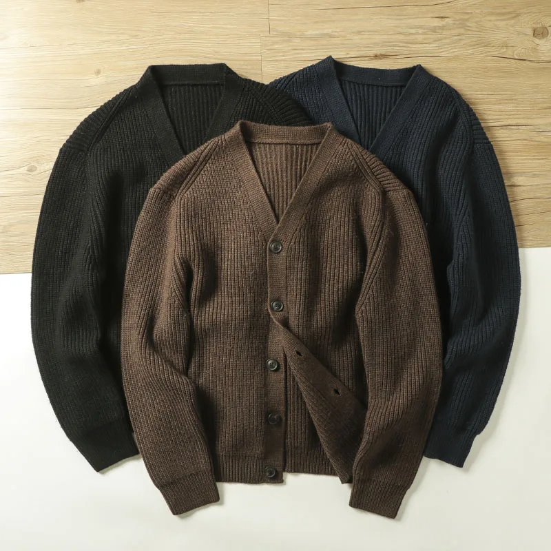 Maglione cardigan lavorato a maglia Thiened Thiened da uomo di alta qualità Faionable Capispalla invernale versatile Casual Taglio dritto V-Ne