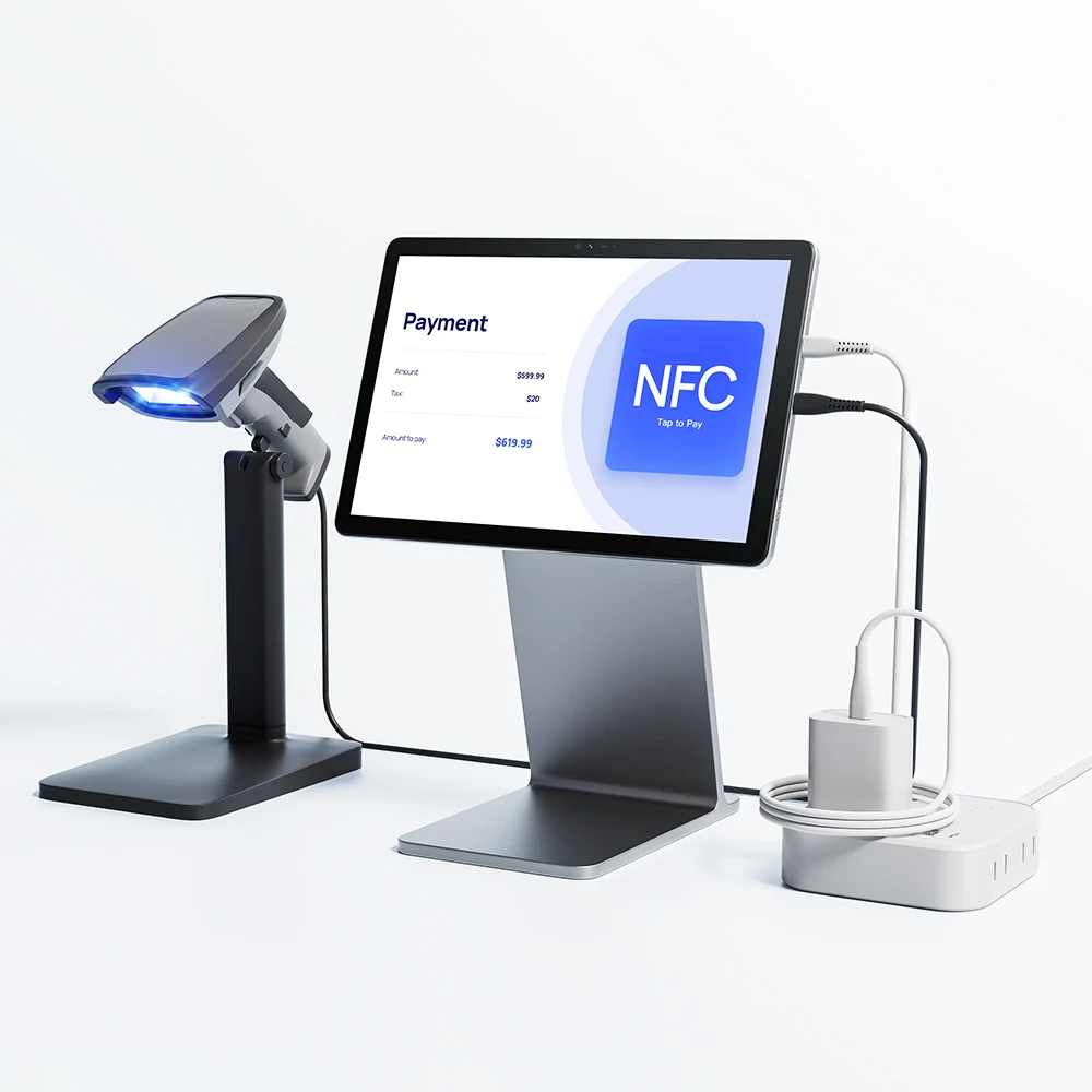 المزدوج Type-C PD اضغط لدفع اللافتات الرقمية NFC أندرويد لوحة اللمس اللوحي لقائمة المطاعم Softpos محطة طلب الكمبيوتر اللوحي
