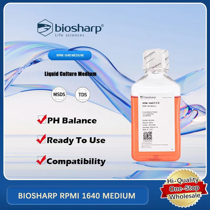 

BIOSHARP RPMI 1640 СЕРЕДНЯЯ жидкая клеточная культура, средний для роста и обслуживания различных клеточных линий, оригинальный продукт