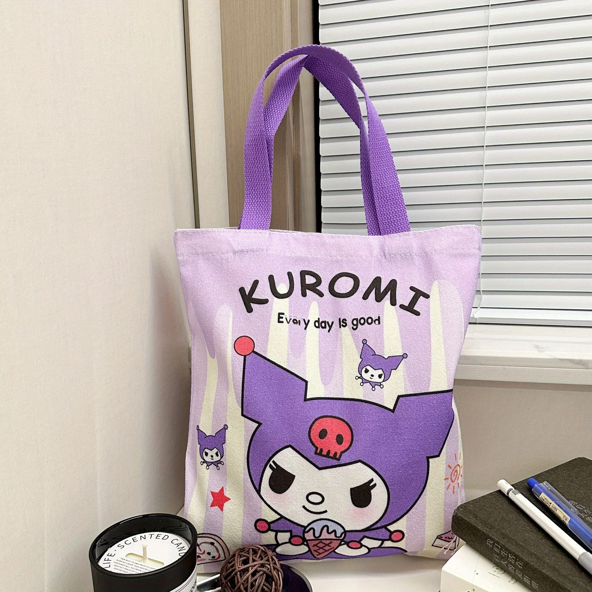 Borsa in tela Sanrio Kurumi, leggera, portatile, di grande capacità, per attività all'aperto
