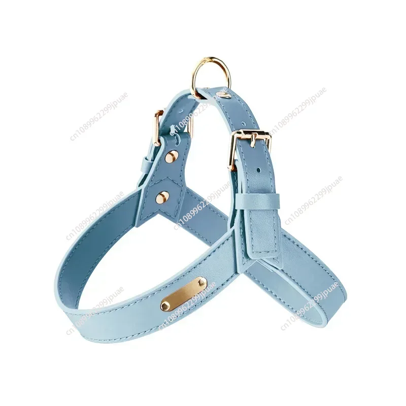 Y shaped leather pet harness for cat and small dogs metal accessories dog harness with leash set no pull light weight pet vest