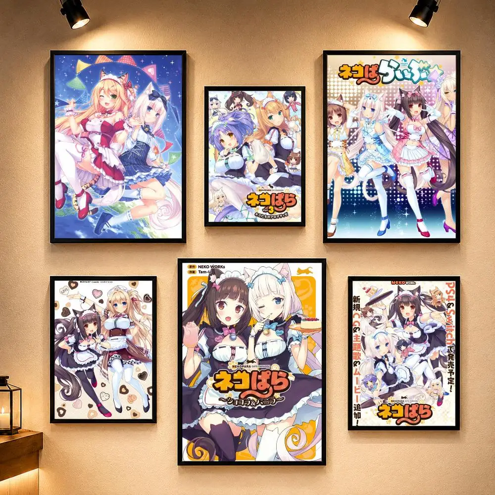 Visual Novel N-NekoparaS Poster Vintage Retro Anime Poster Stickers Peel and Stick Wall Art Home Decor