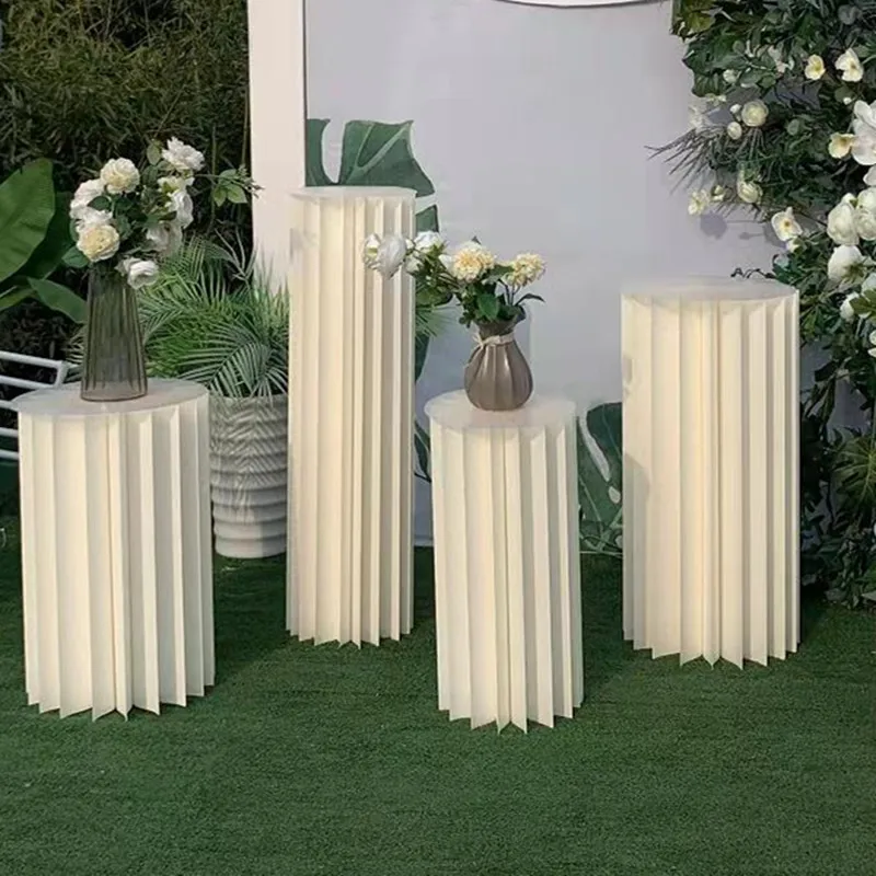 Columna plegable de papel para mesa de postres, decoración de exhibición de camino, ventana de centro comercial, romana, 3 piezas/4 piezas