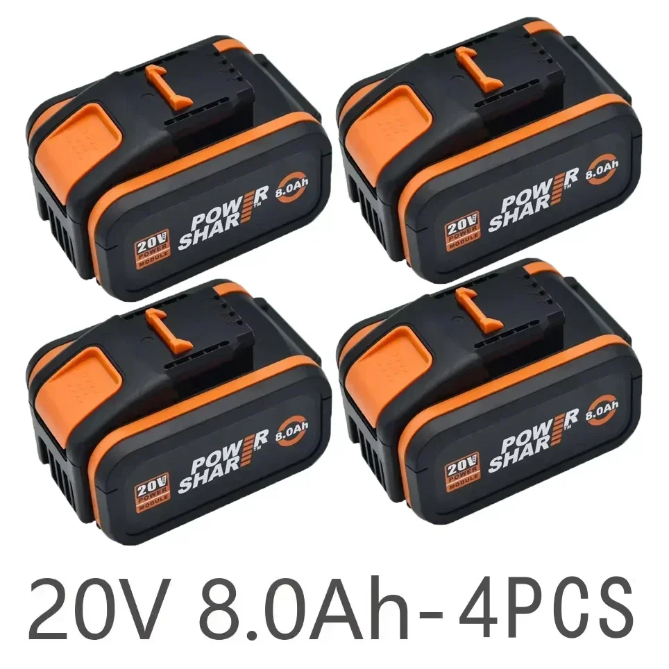 Voor Worx Originele 20V 8.0Ah Lithiumbatterij Oplaadbare WA3553 WA3551 WA3553.1 WA3570 voor Alle WORX Elektrisch en Tuingereedschap