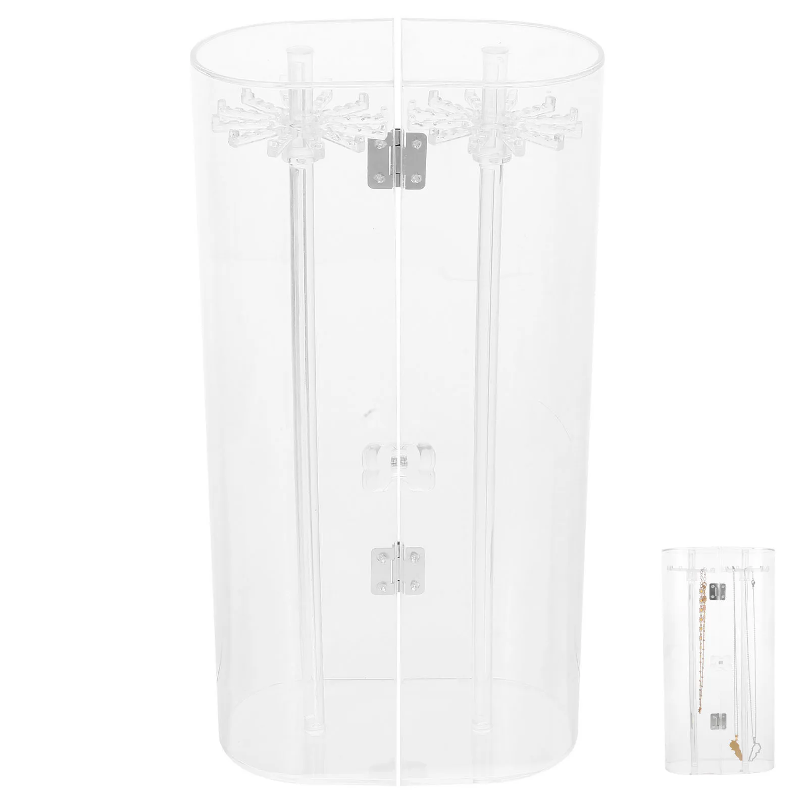 

Clear Jewelry Box with Rotating Feature Organizer for Necklaces Bracelets Pendants Storage Display Stand Holder Case Large