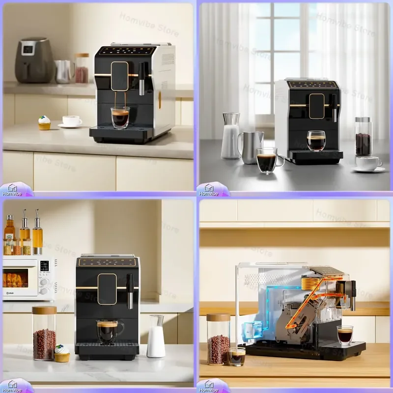 

1350W 20 Bar Automatic Coffee with Milk Frother Espresso Maker for Home Office Kitchen Fast Heating Professional
