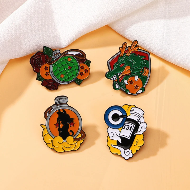 Medicine Pot Cloud Kettle Tea Tree Flower Cute Dragon Enamel Badge Punk Lapel Brooch Jewelry Cartoon Anime Dragon Pin Pressure