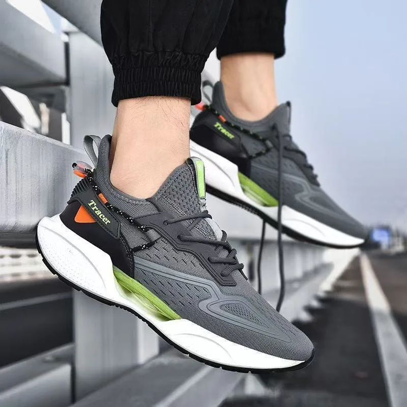 Ventilated Mesh Athletic Sneaker For Men Flexible Cushion Midsole Anti Slip Outsole Workout Street Walking Daily Casual Footwear