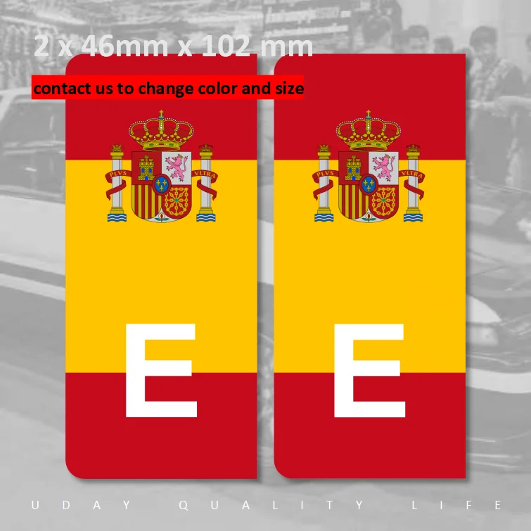 Spain E Car Number Plate EU coat or arms national flag Car Sticker Vinyl Waterproof Weatherproof Windshield Truck Garage 07 Nfs