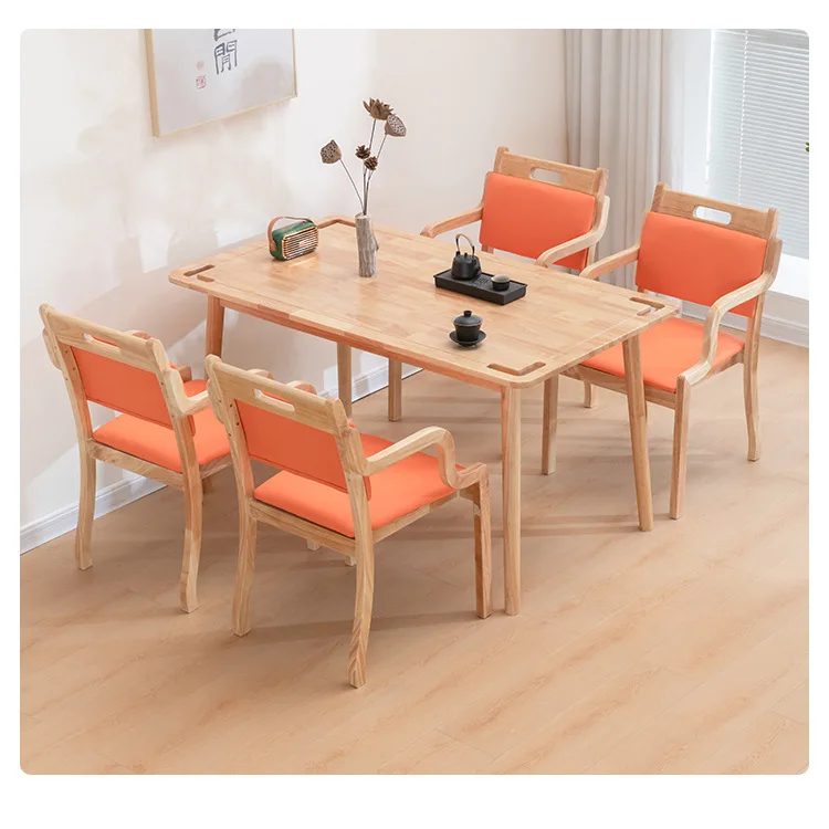 طاولة طعام وكراسي خشبية حديثة مثالية لمراكز الرعاية النهارية لكبار السن ومنازل التمريض والمرافق الترفيهية #4