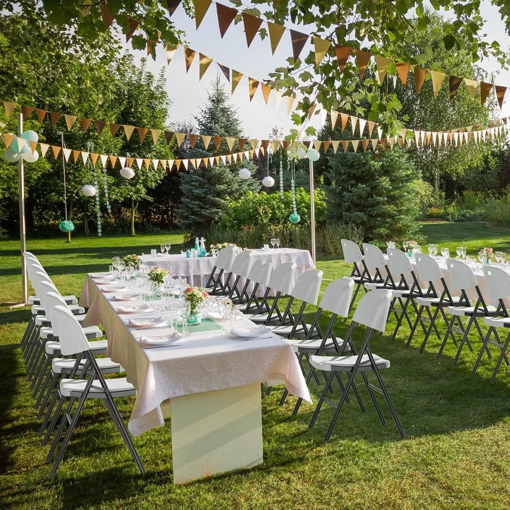 

Folding Chairs, Heavy Duty Foldable Chair Portable HDPE Plastic Seat with Steel Frame for Indoor Outdoor Dinning Party