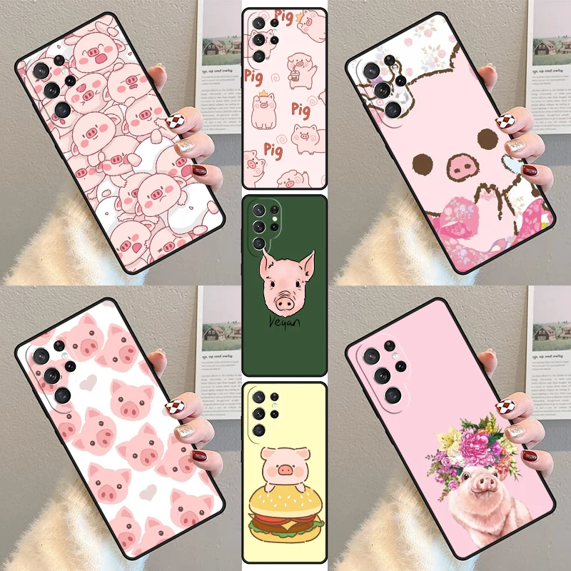 

Cartoon Pig Piggy Phone Case For Samsung Galaxy S25 S23 S30 S21 S20 FE S24 S22 Ultra Note 10 20 Plus Silicone Cover lite