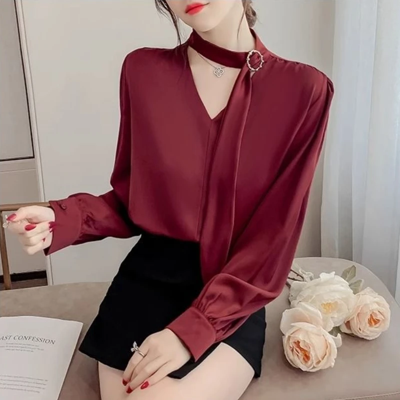 Camicia e camicetta da donna in chiffon a maniche lunghe Promozione Elegante lusso Nuova collezione 2025 Top femminili di moda giapponese Harajuku