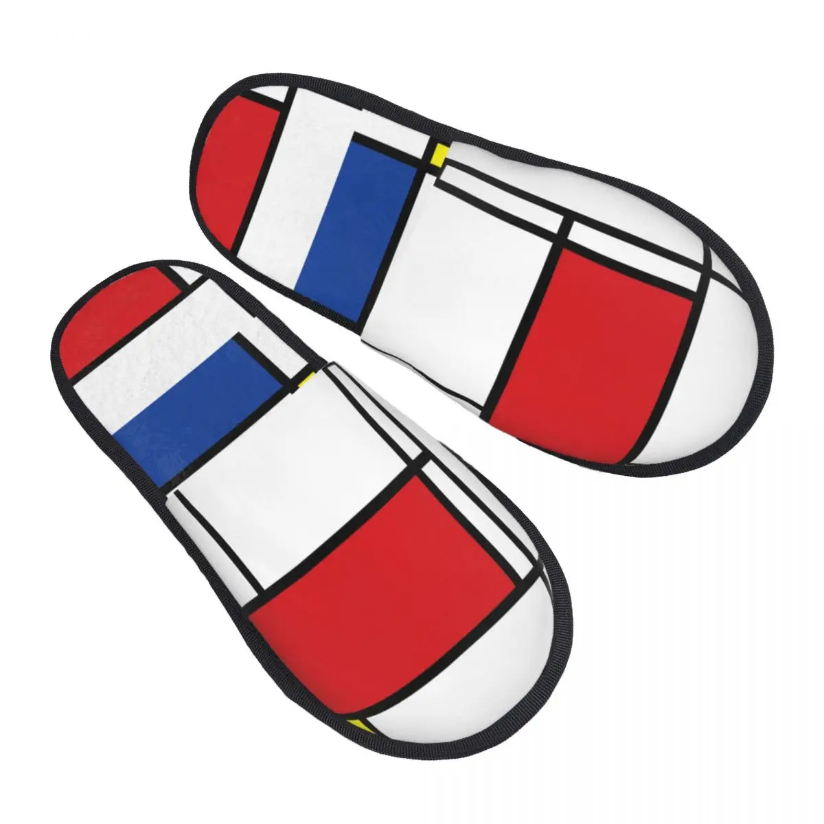 Custom Minimalist Modern Art Comfort Scuff Memory Foam Slippers Women Piet Mondrian Minimalist Spa House Shoes